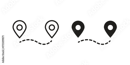 Route icon in Line and Silhouette Icon Set. Isolated Vector Illustration.