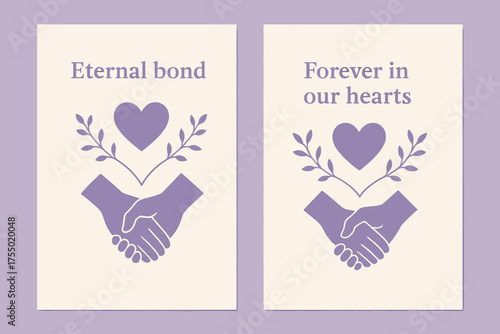 Eternal Bond Banners. Eternal bond. Two vertical A6 banners with safe margins, centered composition, no elements touching edges, minimal, lavender and cream,