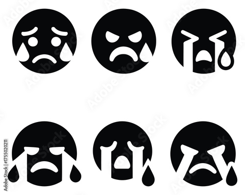 Collection of sad and crying emoji faces