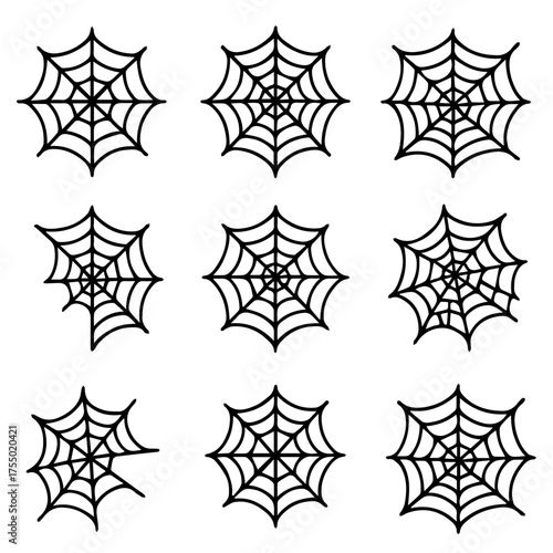 set of outline icons spider webs vector on a white background
set of 9 line icons, vector, on a white background