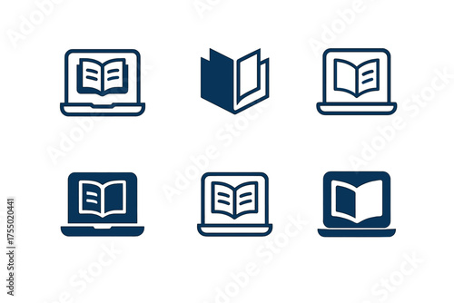 Diverse Learning Logos. Online learning. Set Logo of Online learning: Microlearning Module. harmonious logo variations of the same emblematic concept, each