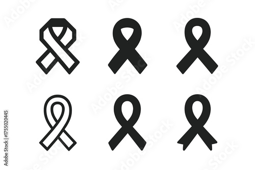 Charity Logo Variations. Charity gifts. Set Logo of Charity gifts: fundraising ribbon. harmonious logo variations of the same emblematic concept, each with