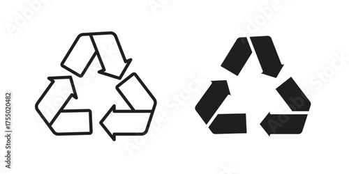 Recycle icon in Line and Silhouette Icon Set. Isolated Vector Illustration.