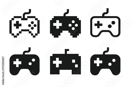 Retro Gaming Logos. Exploring the World of Retro Gaming. Set Logo of Exploring the World of Retro Gaming: pixelated controller. harmonious logo variations of