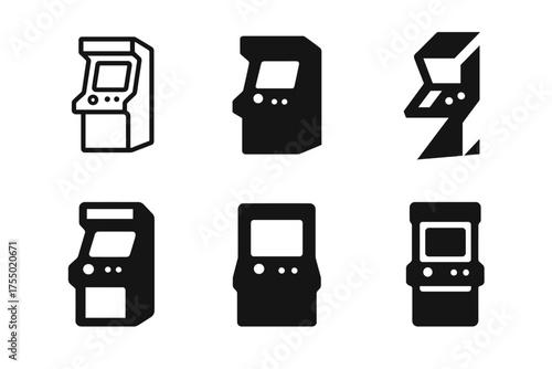 Retro Gaming Logos. Exploring the World of Retro Gaming. Set Logo of Exploring the World of Retro Gaming: arcade machine. harmonious logo variations of the