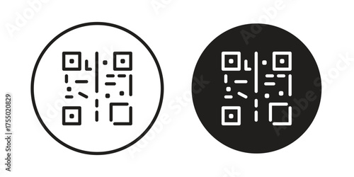 QR code icon in Line and Silhouette Icon Set. Isolated Vector Illustration.