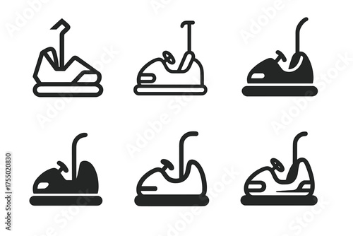 Theme Park Logos. Theme parks and amusement rides. Set Logo of Theme parks and amusement rides: bumper cars. harmonious logo variations of the same emblematic