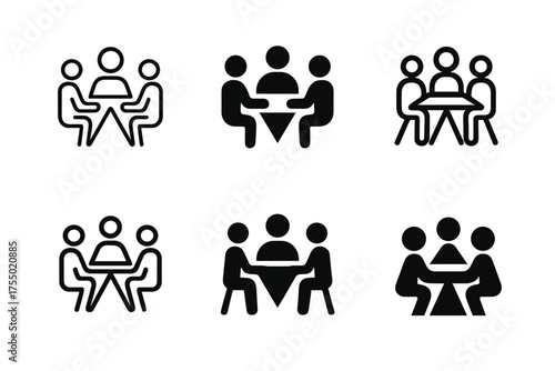 Divorce Mediation Logos. Navigating divorce and separation. Set Logo of Navigating divorce and separation: mediation table. harmonious logo variations of the