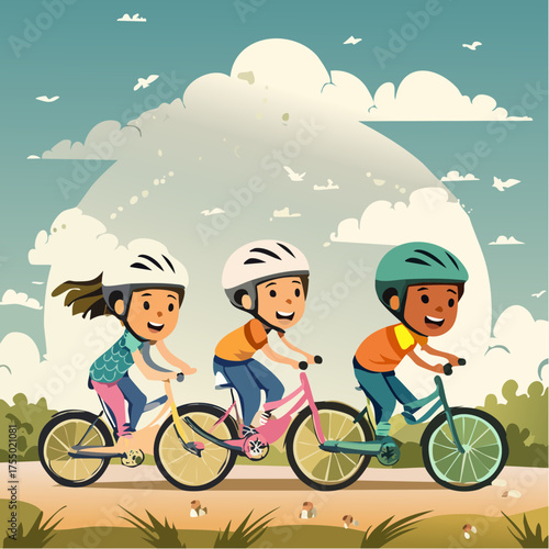 Lachende Kinder beim Fahrradfahren