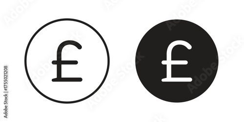 Pound icon in Line and Silhouette Icon Set. Isolated Vector Illustration.