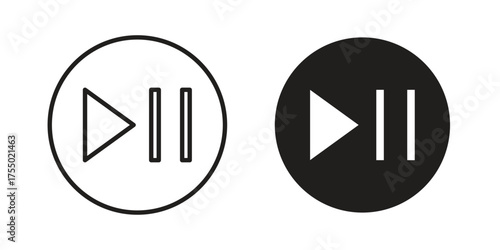 Play pause icon in Line and Silhouette Icon Set. Isolated Vector Illustration.