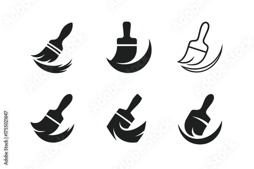 Harmonious Logo Variations. Design and Aesthetics. Set Logo of Design and Aesthetics: paintbrush stroke. harmonious logo variations of the same emblematic