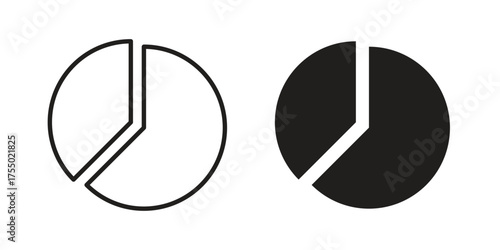Pie chart icon in Line and Silhouette Icon Set. Isolated Vector Illustration.