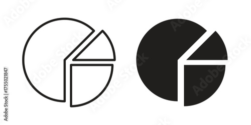 Pie chart icon in Line and Silhouette Icon Set. Isolated Vector Illustration.