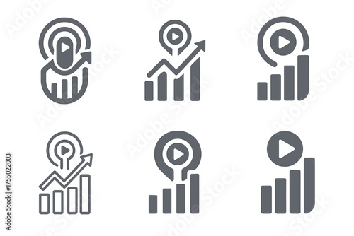 Podcasting Logo Evolution. The rise of podcasting as a marketing tool. Set Logo of The rise of podcasting as a marketing tool: Podcast analytics chart with