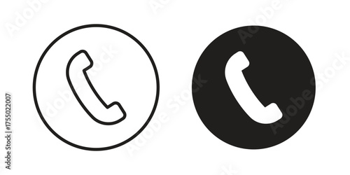 Phone call icon in Line and Silhouette Icon Set. Isolated Vector Illustration.