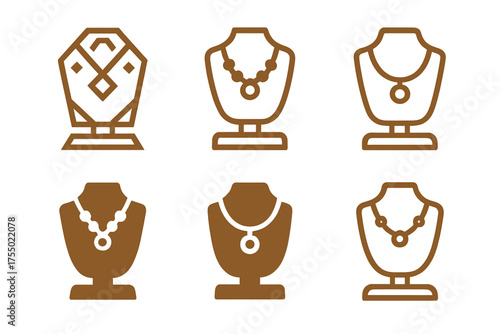 Wooden Jewelry Box Logos. Handcrafted wooden jewelry boxes and organizers. Set Logo of Handcrafted wooden jewelry boxes and organizers: necklace hook hanger.