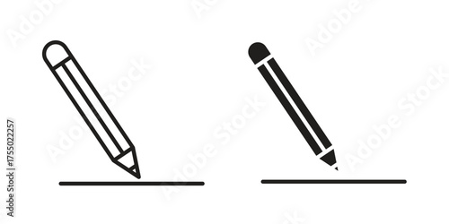 Pencil icon in Line and Silhouette Icon Set. Isolated Vector Illustration.