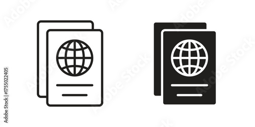 Passport icon in Line and Silhouette Icon Set. Isolated Vector Illustration.