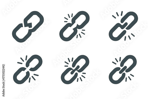 Resilient Chain Logos. Facing Challenges of Starting Over After a Setback. Set Logo of Facing Challenges of Starting Over After a Setback: broken chain