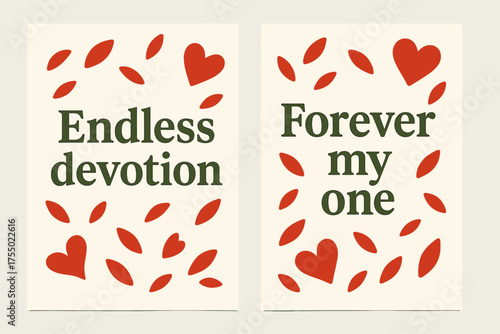Endless Devotion Banners. Endless devotion. Two vertical A6 banners with safe margins, centered composition, no elements touching edges, memphis, olive green