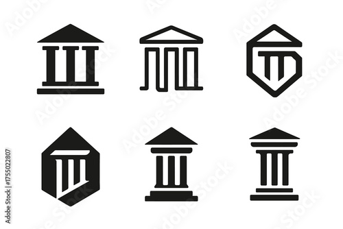 Legal Logos Grid. Legal teams working on class action suits or civil litigation. Set Logo of Legal teams working on class action suits or civil litigation: