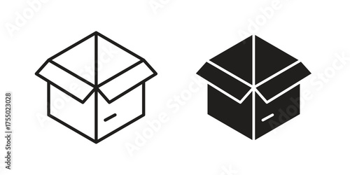 Open box icon in Line and Silhouette Icon Set. Isolated Vector Illustration.