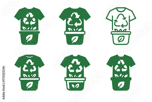 Biodegradable Fashion Logos. Designing clothes using biodegradable smart fabrics. Set Logo of Designing clothes using biodegradable smart fabrics: textile
