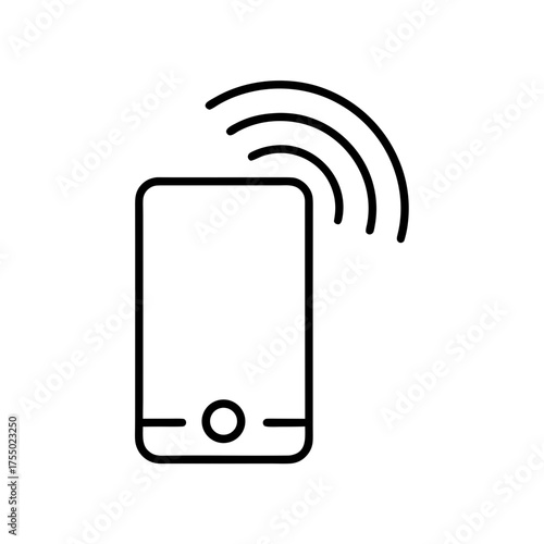 Smartphone with wireless signal emanating out on transparent background