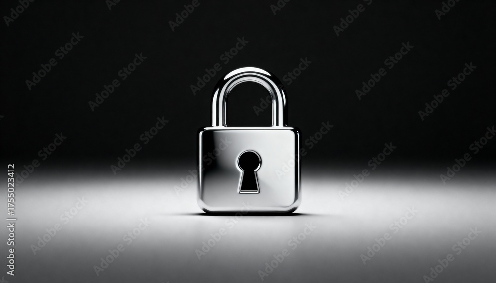 Fototapeta premium Shiny silver padlock with a keyhole, symbolizing security and protection