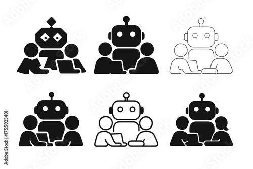 Educational Toys Logos. Exploring educational toys and games with kids. Set Logo of Exploring educational toys and games with kids: coding robot toy.