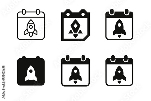 Creative Book Launch Logos. Book launches. Set Logo of Book launches: countdown timer / release-date calendar with marked release day. harmonious