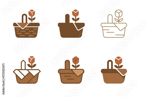Romantic Gesture Logos. Romantic gestures in intimate settings (flower petals, surprise dates). Set Logo of Romantic gestures in intimate settings (flower