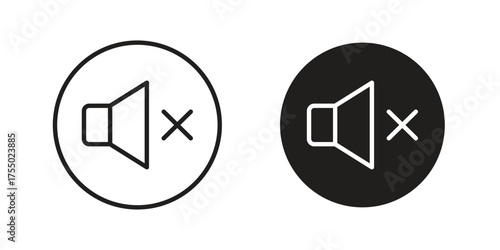 Mute icon in Line and Silhouette Icon Set. Isolated Vector Illustration.