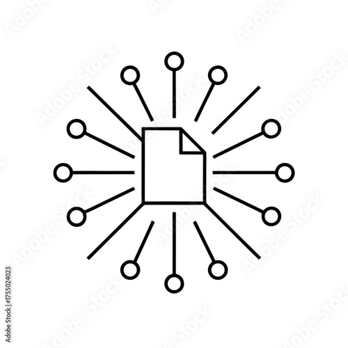Document surrounded by connected circles on transparent background