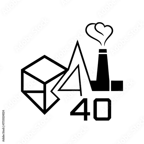 Abstract design with cube triangle factory on transparent background