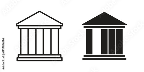 Museum icon in Line and Silhouette Icon Set. Isolated Vector Illustration.