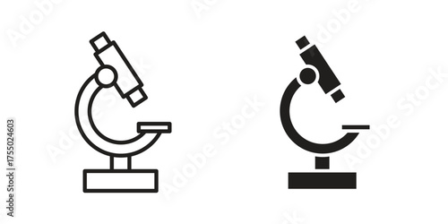 Microscope icon in Line and Silhouette Icon Set. Isolated Vector Illustration.