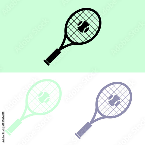  Tennis racket with ball sport icon vector