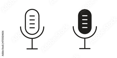 Microphone icon in Line and Silhouette Icon Set. Isolated Vector Illustration.