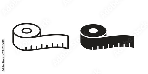 Meter tape icon in Line and Silhouette Icon Set. Isolated Vector Illustration.