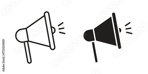 Megaphone icon in Line and Silhouette Icon Set. Isolated Vector Illustration.