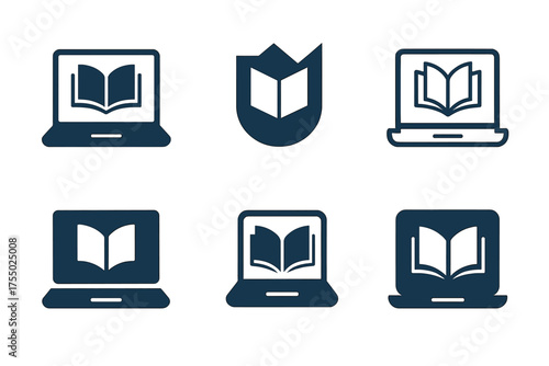 Diverse Learning Logos. Online learning. Set Logo of Online learning: Microlearning Module. harmonious logo variations of the same emblematic concept, each