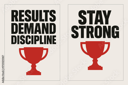 Brutalist Motivation Banners. Resilience. Two vertical A6 banners with safe margins, centered composition, no elements touching edges, brutalist style, black