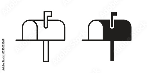 Mailbox icon in Line and Silhouette Icon Set. Isolated Vector Illustration.