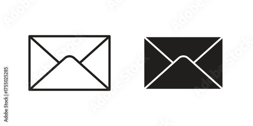 Mail icon in Line and Silhouette Icon Set. Isolated Vector Illustration.