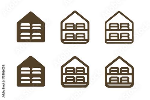 Organizational Logo Variations. Home Organization Tips. Set Logo of Home Organization Tips: closet shelves. harmonious logo variations of the same emblematic