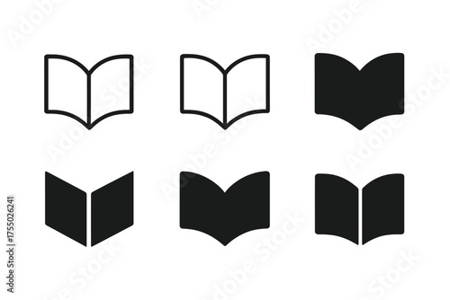 Life Chapter Logos. New Chapter in Life. Set Logo of New Chapter in Life: stylized open-book icon. harmonious logo variations of the same emblematic concept,