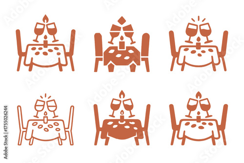 Romantic Logo Variations. Romantic gestures in intimate settings (flower petals, surprise dates). Set Logo of Romantic gestures in intimate settings (flower