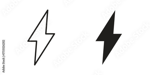 Lightning bolt icon in Line and Silhouette Icon Set. Isolated Vector Illustration.